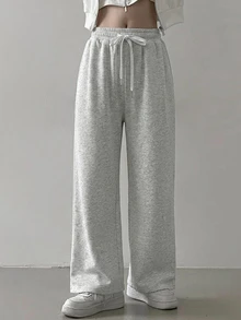 DAZY Casual Versatile Drawstring Waist Loose Sweatpants - Grey - View 2