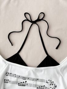 Camiseta de manga corta casual y retro de 2 en 1 para adolescentes - Blanco y Negro - Ver 6