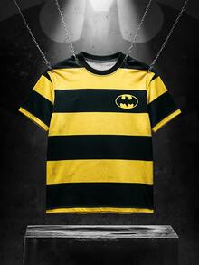 BATMAN X SHEIN Manfinity EMRG 男士拼色圓領休閒百搭日常短袖T恤 - 彩色 - 查看 2
