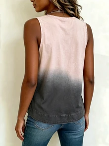 EMERY ROSE Nueva llegada Parte superior de mujer de ajuste regular con efecto de degradado de estampado de denim - Rosa - Ver 2