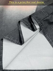 EMERY ROSE Nueva llegada Parte superior de mujer de ajuste regular con efecto de degradado de estampado de denim - Rosa - Ver 3