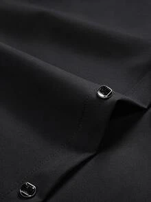 Manfinity Mode Áo sơ mi nam màu trơn phong cách thường ngày đa năng mặc hằng ngày - màu đen - Xem 5
