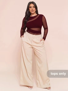 SHEIN BAE Plus Size Bodysuits - Burgundy - View 3
