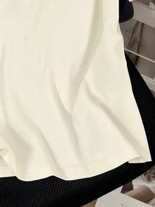 EMERY ROSE 女士圆领链条装饰短袖休闲T恤，夏季 - 杏色 - 查看 6