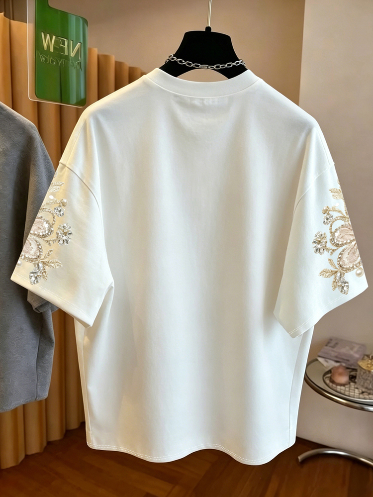EMERY ROSE Camiseta de moda de talla grande con estampado de mariposas y flores con cuello en V y mangas cortas - Multicolor - Añade 2