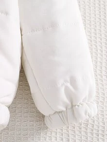 Elladie kids 女童連帽冬季外套，可愛熊耳帽，純色抓絨內裡拉鍊外套 - 杏色 - 查看 8