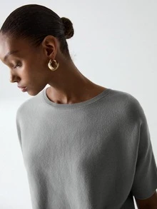 ATUI Studio Atasan Rajut Kasual Serbaguna untuk Wanita, Warna Polos, untuk Sehari-hari - Grey - View 6