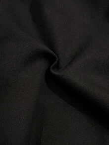 SHEIN Franclia 女款素色圓領短袖休閒通勤襯衫 - 黑色 - 查看 5