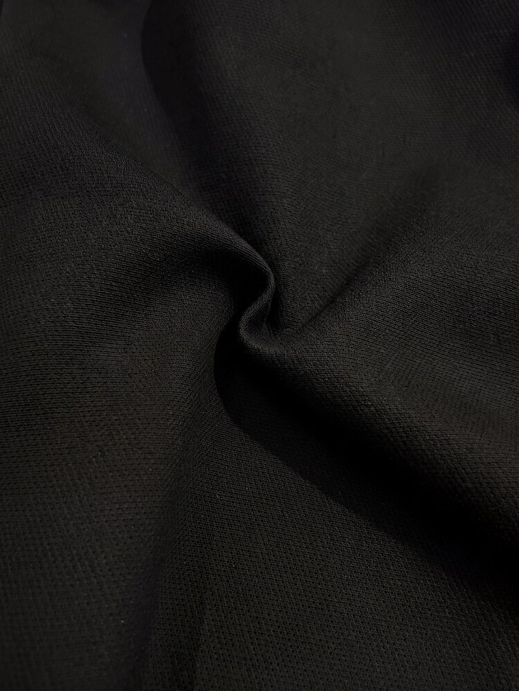SHEIN Franclia Women's Solid Color Round Neck Short Sleeve Casual Commute Blouse - Black - View 5