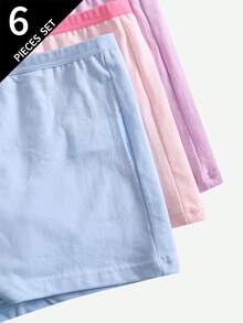 SHEIN 6pcs Girls Cute Playful Happy Cartoon Baby Blue Baby Pink Print Dancing Rabbit Cat Print Cotton Boxer Briefs Winter - Multicolor - View 3