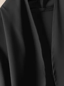Franclia Sleeveless Asymmetric Hem Front Open Lightweight Vest - Black - View 5