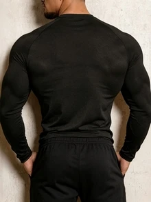 Gym Rark Men's Letter & American Flag Print Raglan Long Sleeve Sports T-Shirt - Black - View 2