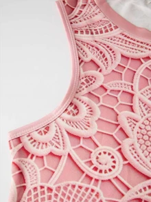 Calvaya Plus Size Lace Pattern Print Casual Minimalist Tank Top - Multicolor - View 3