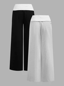 Coolane Damen 95% Baumwolle Jogginghose 2 Pack (Schwarz & Grau), Y2K, süß, Zuhause, Retro, Soft Girl, Sport, Yoga - Verschiedenfarbig - Übersicht 7