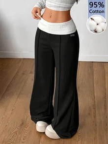 Coolane Damen 95% Baumwolle Jogginghose 2 Pack (Schwarz & Grau), Y2K, süß, Zuhause, Retro, Soft Girl, Sport, Yoga - Verschiedenfarbig - Übersicht 6
