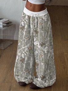 青少年女孩休閒極簡舒適中腰直筒百搭長褲 - 彩色 - 查看 1