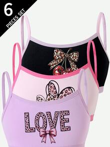 Bộ 3 set áo hai dây và quần boxer cho bé gái bằng cotton nguyên chất, họa tiết trái tim và da báo, nhiều màu nhiều hoa văn hồng tím đen, mặc được mọi mùa - Nhiều màu - Xem 8