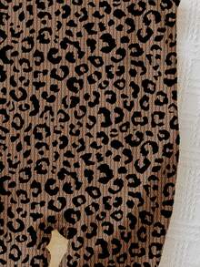 SHEIN LMoss Kids 復古可愛豹紋系列 Chill Chill 嬰兒女童休閒細肩帶連身褲，適合春夏穿著 - 彩色 - 查看 3