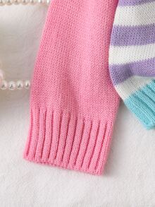 SHEIN Vintaside Baby Girl Cute Baby Girls Sweater,Colorblock Pastel Colors Rainbow Knitwear For Autumn,Soft Colour Palette,Family Matching Autumn Winter Pullover - Multicolor - View 6