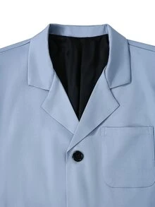 Manfinity Mode Men's Solid Color Casual Blazer & Pants Suit Set, Formal, Old Money - Blue - View 8