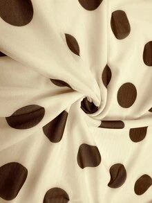 SHEIN Glamour 女款棕色與白色波點夏季優雅70年代度假風復古掛脖露背高腰百褶長款正式晚禮服派對洋裝 - 杏色 - 查看 7