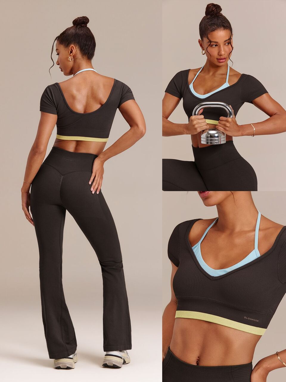 Ultrafine Soft Seamless Sport Mode Mock 2-In-1 Sweetheart Crop Tee With Removable Cups Training Workout Gym Fitness Summer Wear
