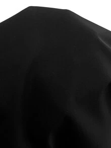 SHEIN CURVE+ 大码优雅纯色不对称领衬衫，夏季 - 黑色 - 查看 8