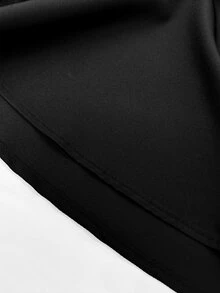 SHEIN CURVE+ 大码优雅纯色不对称领衬衫，夏季 - 黑色 - 查看 5