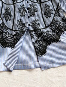 Soleia Neue Damenbluse für Schulanfang, Lässig, Urlaub, Western-Stil, Strand, Hochzeitsgast, Abschluss, Brunch, St. Patrick's Day, Frühlingsferien, Ostern und Musikfestival, elegant, böhmisch, tropisch, mit Spitze, Patchwork, Farbblock und Streifen - Verschiedenfarbig - Übersicht 3