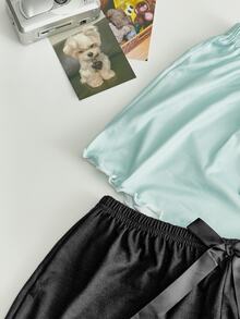 Lowkey Lull 3pcs Leopard Print Knot Waist Sleep Shorts - Multicolor - View 3