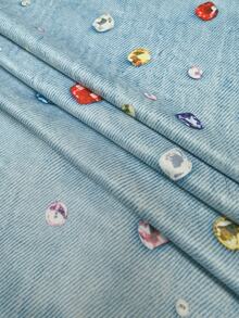 Rovax Women's Colorful Rhinestone Decor Pleated Casual Versatile Daily Wear Top - Multicolor - View 6