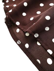 SHEIN PariChic A Modified Short Dress With Chinese Elements And Retro Polka Dot Style, Featuring A High Waist + A-Line Short Dress Silhouette, Combines Classical - Brown - View 6