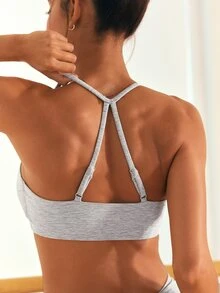 GLOWMODE 24" FeatherFit™-CloudBlend Studio Form Ruched Sports Bra With Adjustable Straps & Removable Cups Ballet Barre Studio Daily Casual - Grey - View 5