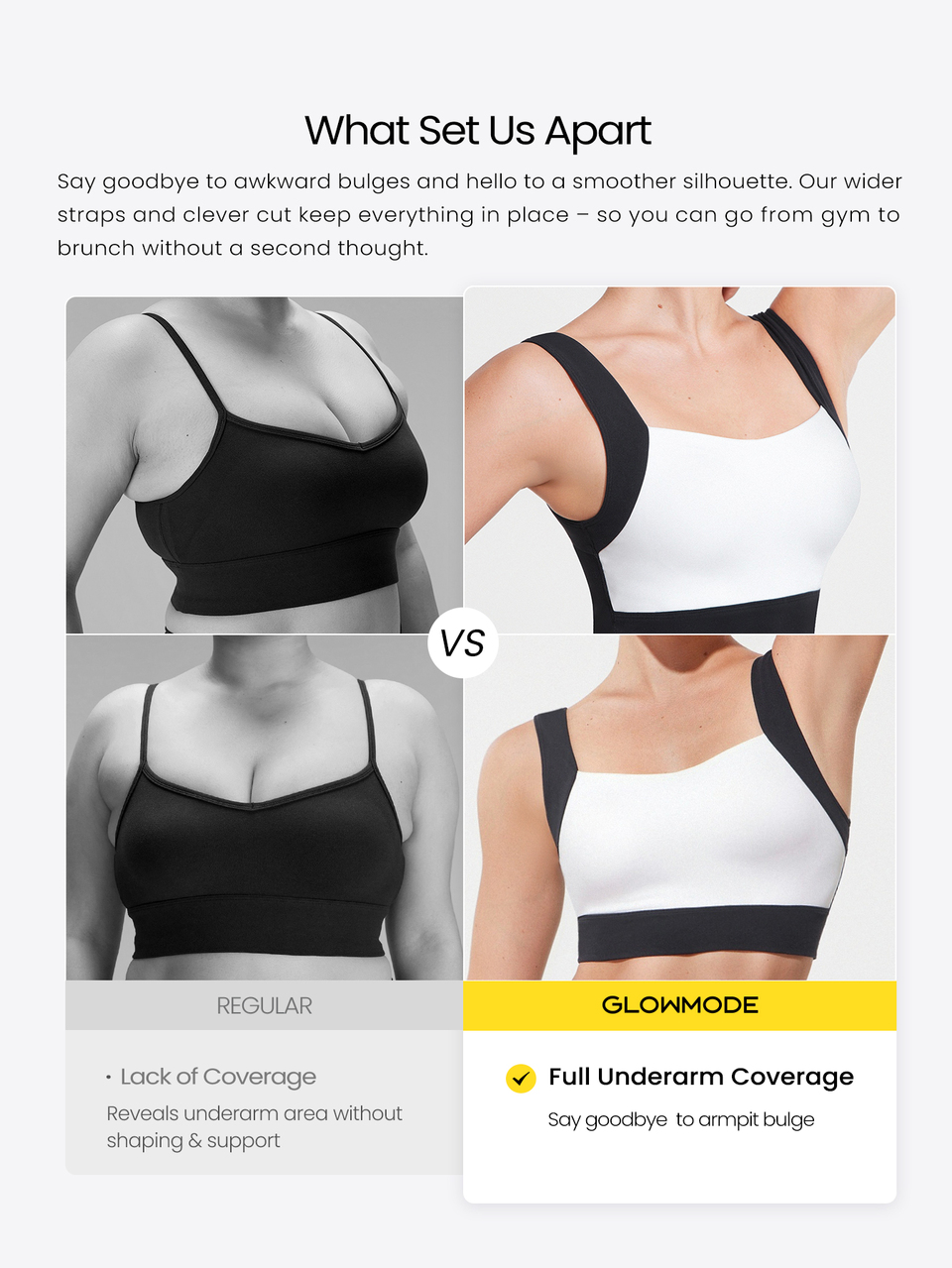 FeatherFit™ Flow Down Buttery-Soft Sweat-Wicking Stretchy Full Coverage Removable Cups Sweetheart Neckline Two-Tone Sports Bra Yoga Pilates