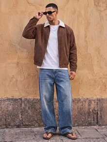 HIMLAND Men Borg Collar Zip Up Jacket - Multicolor - View 5