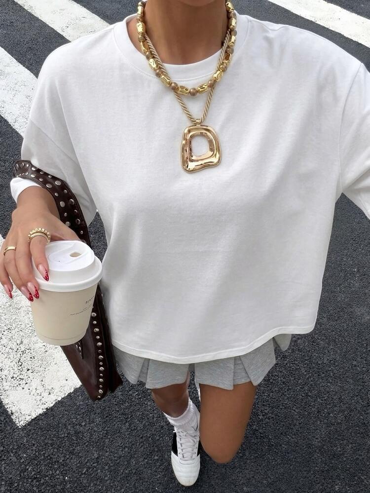 Muchica Plus Size T-Shirts - White - View 5