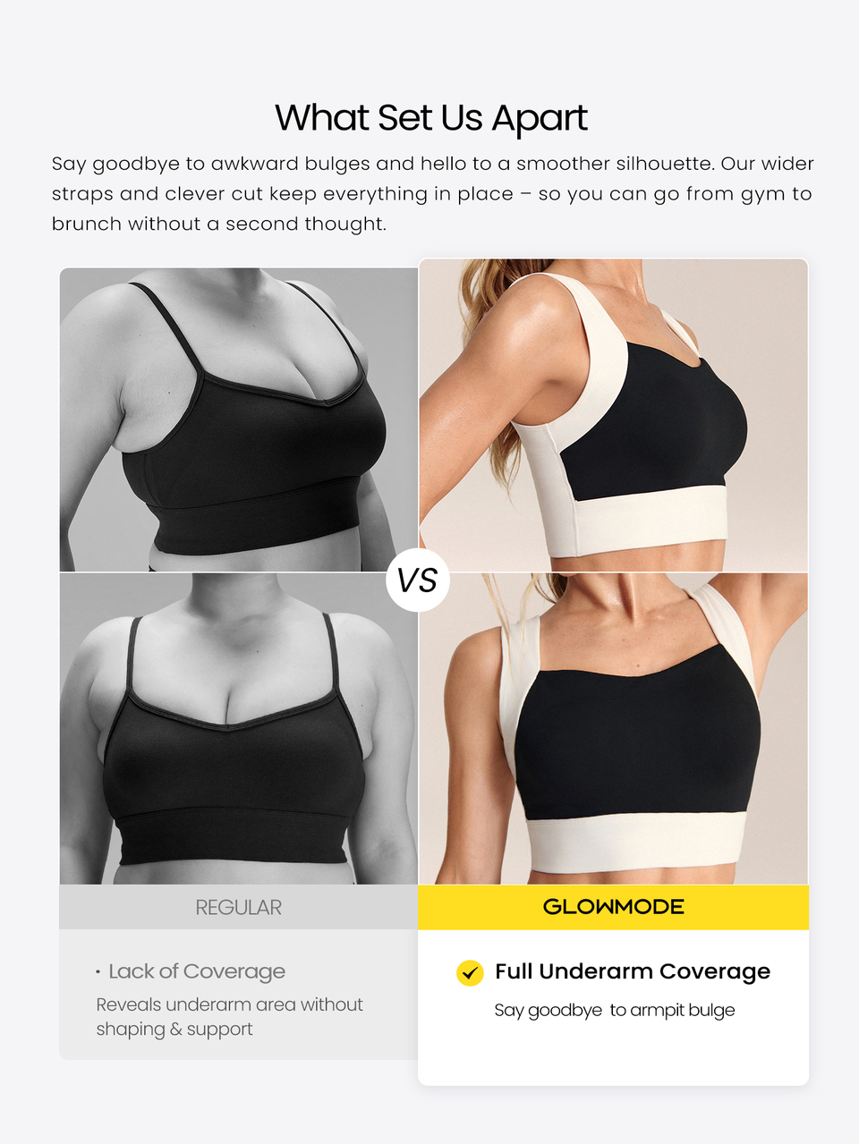 FeatherFit™ Flow Down Buttery-Soft Sweat-Wicking Stretchy Full Coverage Removable Cups Sweetheart Neckline Two-Tone Sports Bra Yoga Pilates