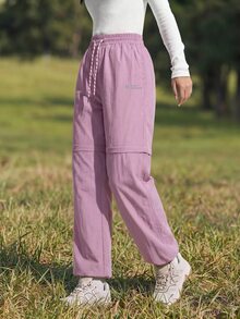 WanderVale Women's Drawstring Waist Casual Versatile Daily Wear & Hiking Pants Sports - Mauve Purple - View 4