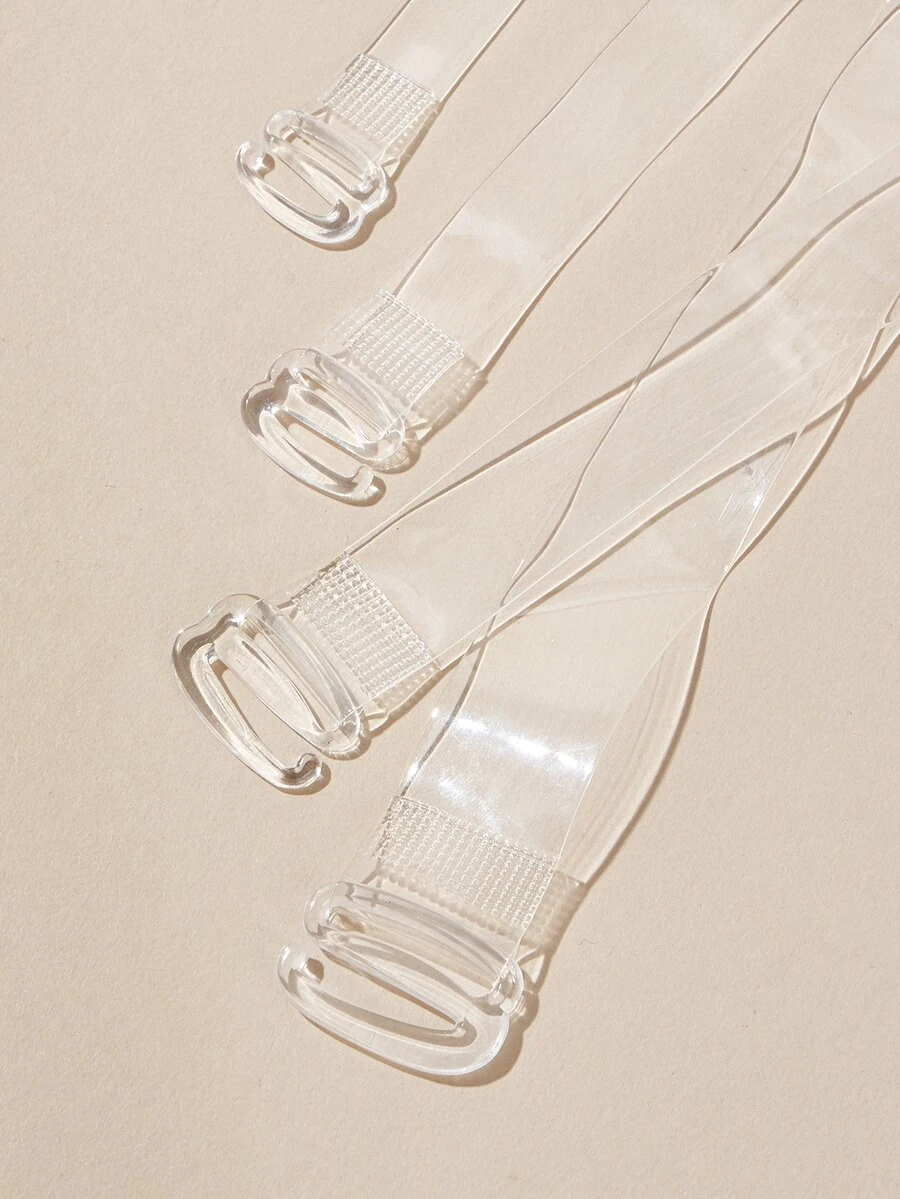 Snug Zone Clear Strap Transparent Invisible Bra Strap 2 Pcs Shoulder Straps Anti-Slip Sexy Strapless Bra Accessory , Suitable For Formal Dresses, Dates, - Clear - View 1