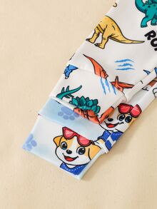 SHEIN 4pcs Young Boy Casual Shark Print Snug Fit Comfortable Round Neck Short Sleeve Pants Pajamas Set, Suitable For Summer Home Wear - Multicolor - View 4