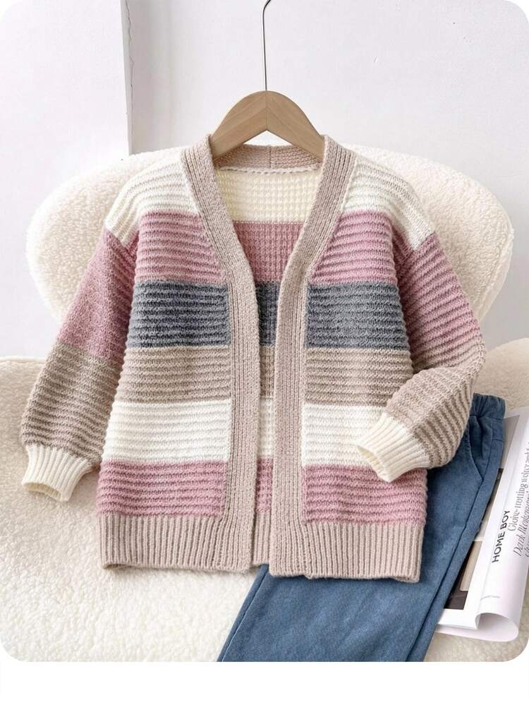 SHEIN Baby Girl Colorblock Casual Versatile Daily Outing Autumn Cardigan - Multicolor - View 7