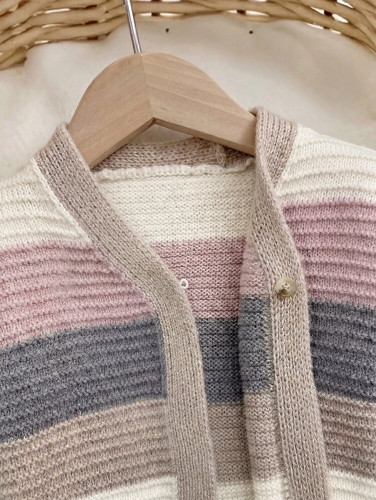 SHEIN Baby Girl Colorblock Casual Versatile Daily Outing Autumn Cardigan - Multicolor - View 5