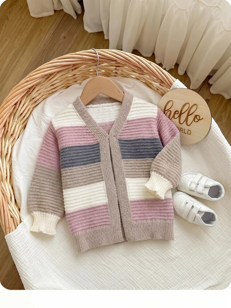 SHEIN Baby Girl Colorblock Casual Versatile Daily Outing Autumn Cardigan - Multicolor - View 9