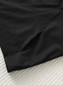 SHEIN 兒童小男孩拼接拉鍊半開襟條紋連帽外套與休閒長褲套裝 - 黑色 - 查看 5