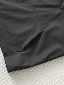 SHEIN 兒童小男孩側條紋標語拼接連帽衛衣與長褲休閒套裝 - 灰色 - 查看 5