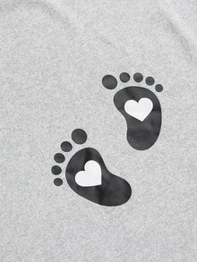 Modmama 3件組孕婦足印印花圓領長袖T恤，白色，秋季休閒基礎款，可愛時尚，適合嬰兒洗禮與外出穿著 - 彩色 - 查看 10
