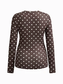 Modmama Maternity French Black Brown Print Round Neck Long Sleeve T-Shirt For Vacation Dates Gender Reveal Autumn Casual Simple Basic Cute Chic Going Out - Multicolor - View 15