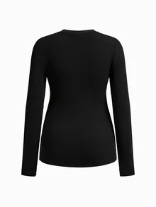 Modmama Maternity French Black Brown Print Round Neck Long Sleeve T-Shirt For Vacation Dates Gender Reveal Autumn Casual Simple Basic Cute Chic Going Out - Multicolor - View 9