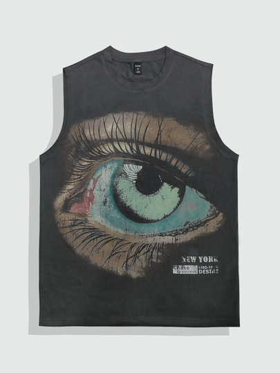Street Life Modisches Tank Top für Herren mit Augengrafik und Buchstaben Muster