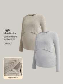 Modmama 2PCS Nursing Tops Fall - Multicolor - View 3